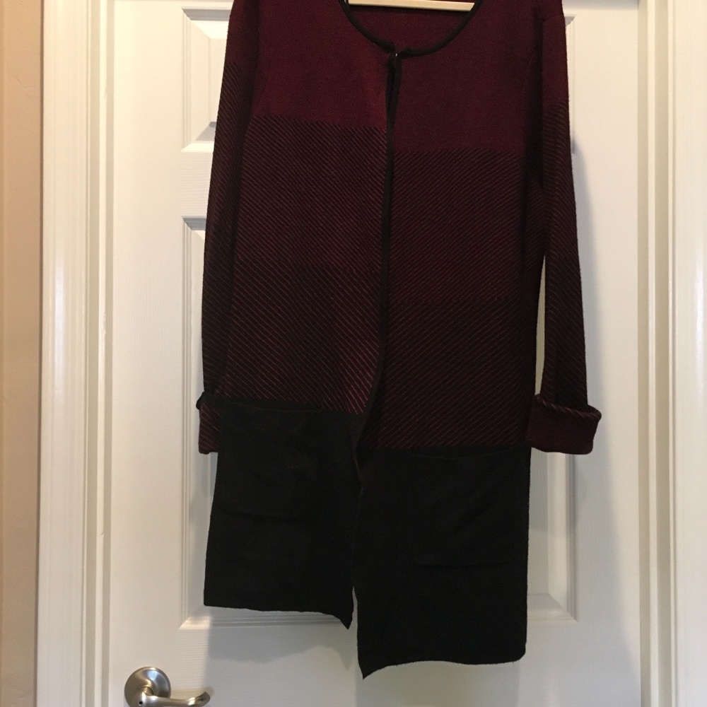 United States Cardigan Sweater. Burgundy and Black. Size XL